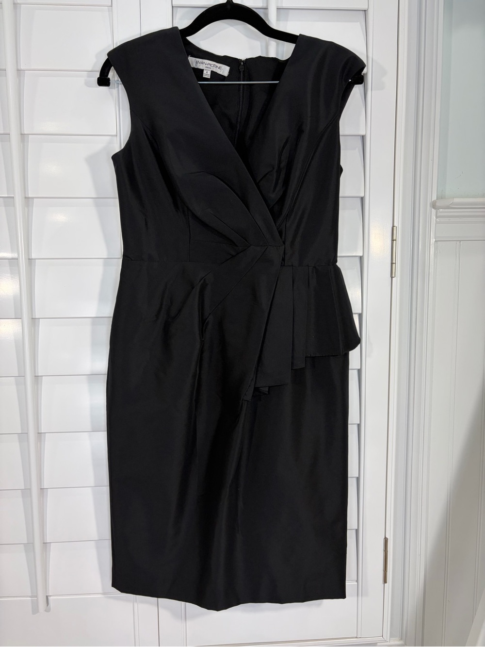 Vintage Evan Picone Black Midi Cocktail Dress with Peplum Detail (4)